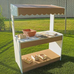 outdoorED™ Market Stand | Weather-Resistant Outdoor Pretend Play Stand with Awning & Storage Shelf