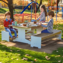outdoorED™ Table And Two Benches Set | Weather-Resistant Outdoor Classroom Seating & Activity Table