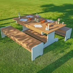 outdoorED™ Table And Two Benches Set | Weather-Resistant Outdoor Classroom Seating & Activity Table