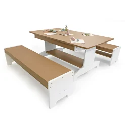 outdoorED™ Table And Two Benches Set | Weather-Resistant Outdoor Classroom Seating & Activity Table
