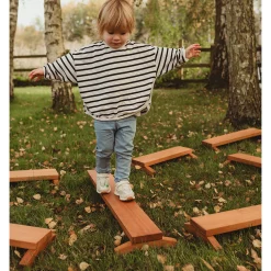 Outdoor Wooden Balance Boards | 8-Piece Eucalyptus Balance Beam Set