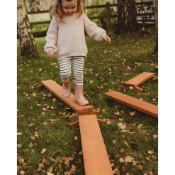 Outdoor Wooden Balance Boards | 8-Piece Eucalyptus Balance Beam Set