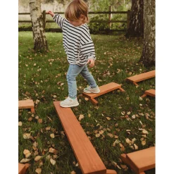 Outdoor Wooden Balance Boards | 8-Piece Eucalyptus Balance Beam Set