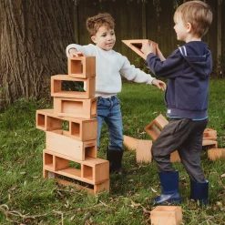 Outdoor Wooden Hollow Blocks | 24-Piece Eucalyptus Building Set