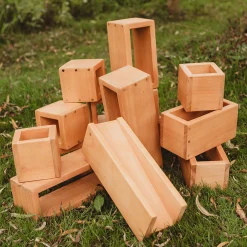 Outdoor Wooden Hollow Blocks | 24-Piece Eucalyptus Building Set