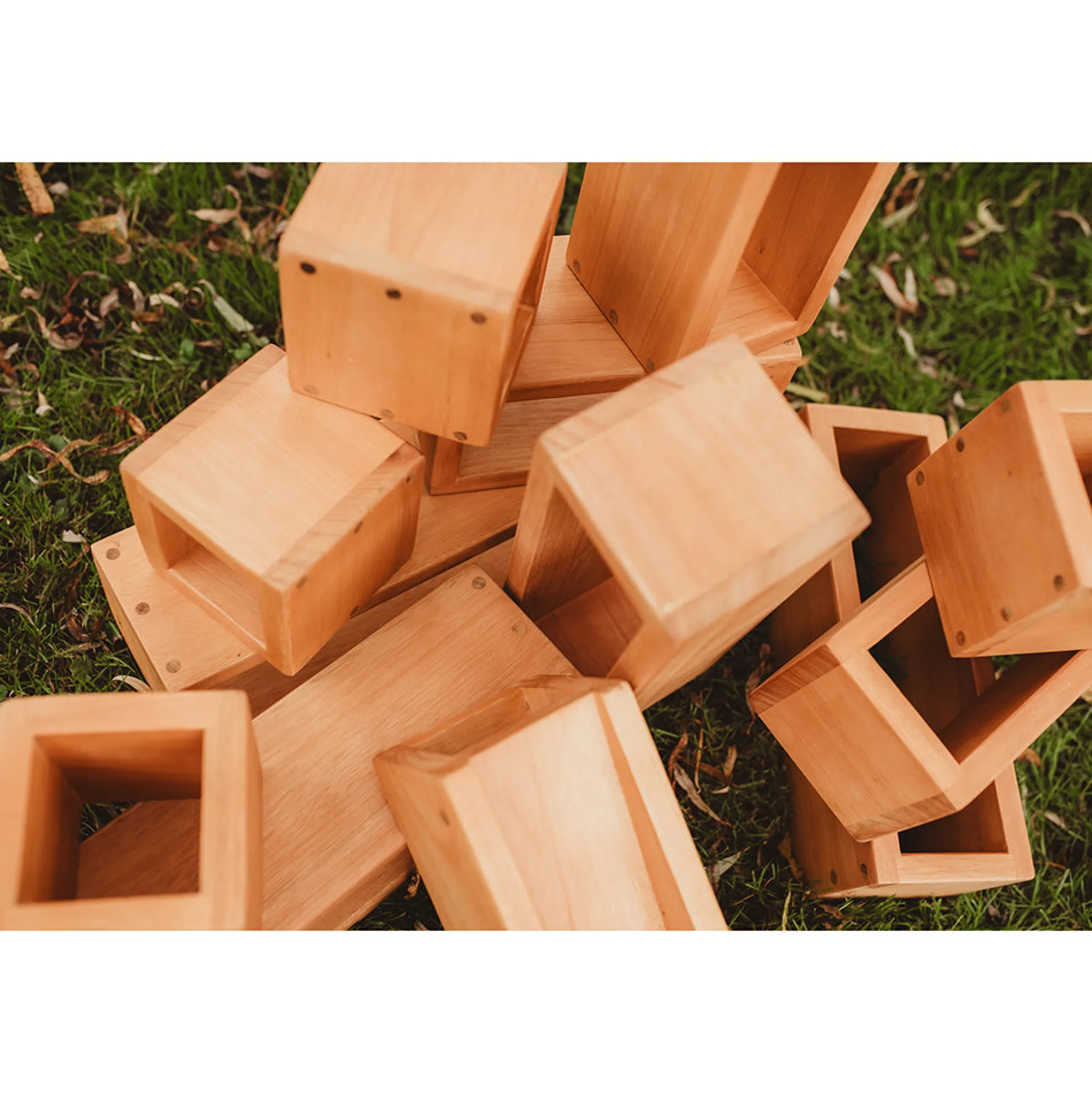 Outdoor Wooden Hollow Blocks | 24-Piece Eucalyptus Building Set