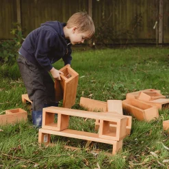 Outdoor Wooden Hollow Blocks | 24-Piece Eucalyptus Building Set