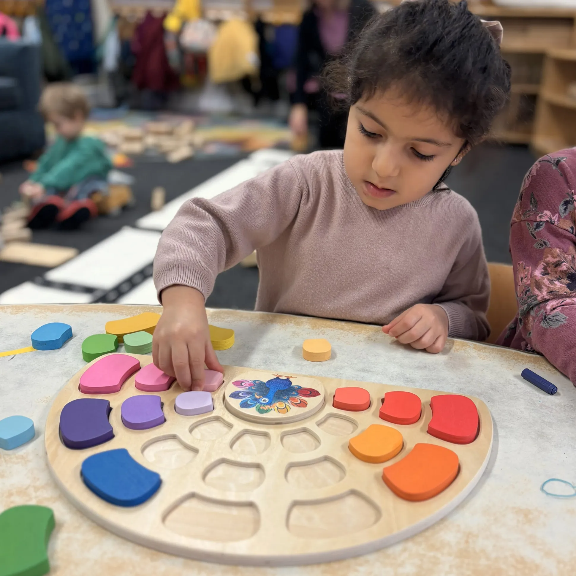 Pattern and Play Peacock Wooden Puzzle | Color Sorting, Patterning & Fine Motor Learning Toy