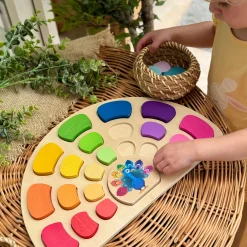 Pattern and Play Peacock Wooden Puzzle | Color Sorting, Patterning & Fine Motor Learning Toy