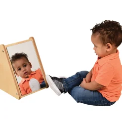Peek-A-Boo Angled Mirror with Eco-Friendly Wooden Stand