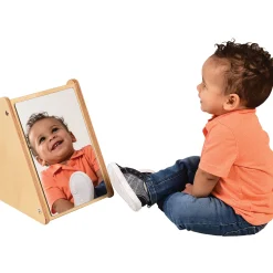 Peek-A-Boo Angled Mirror with Eco-Friendly Wooden Stand
