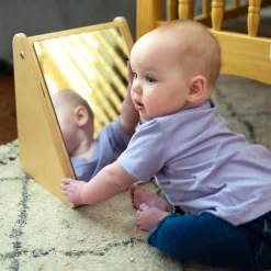 Peek-A-Boo Angled Mirror with Eco-Friendly Wooden Stand