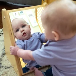 Peek-A-Boo Angled Mirror with Eco-Friendly Wooden Stand
