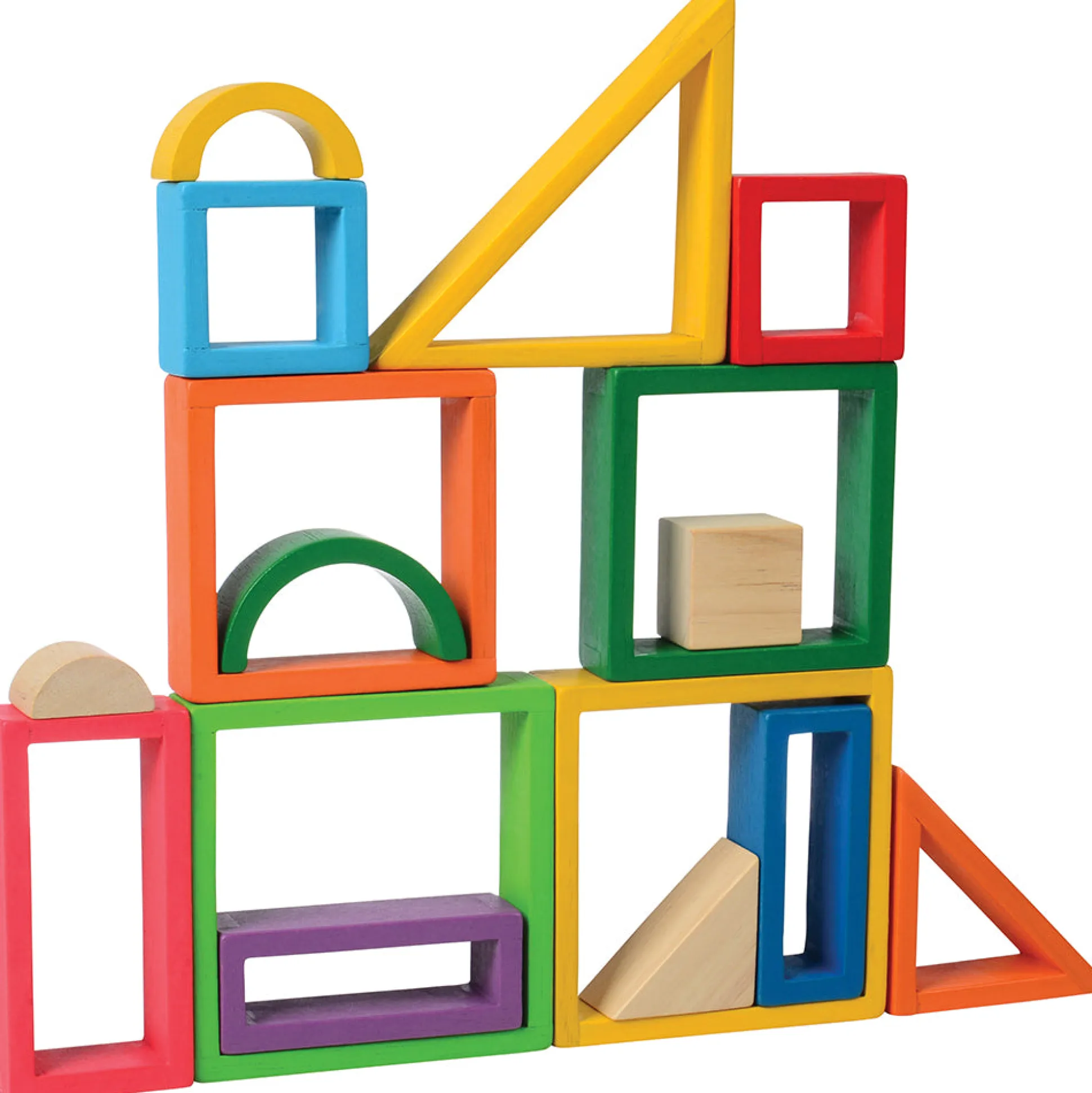 38-Piece Colorful Designer Blocks | Durable Hardwood Shapes for Creative Building