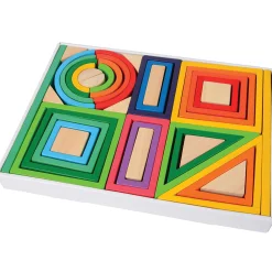 38-Piece Colorful Designer Blocks | Durable Hardwood Shapes for Creative Building