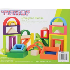 38-Piece Colorful Designer Blocks | Durable Hardwood Shapes for Creative Building