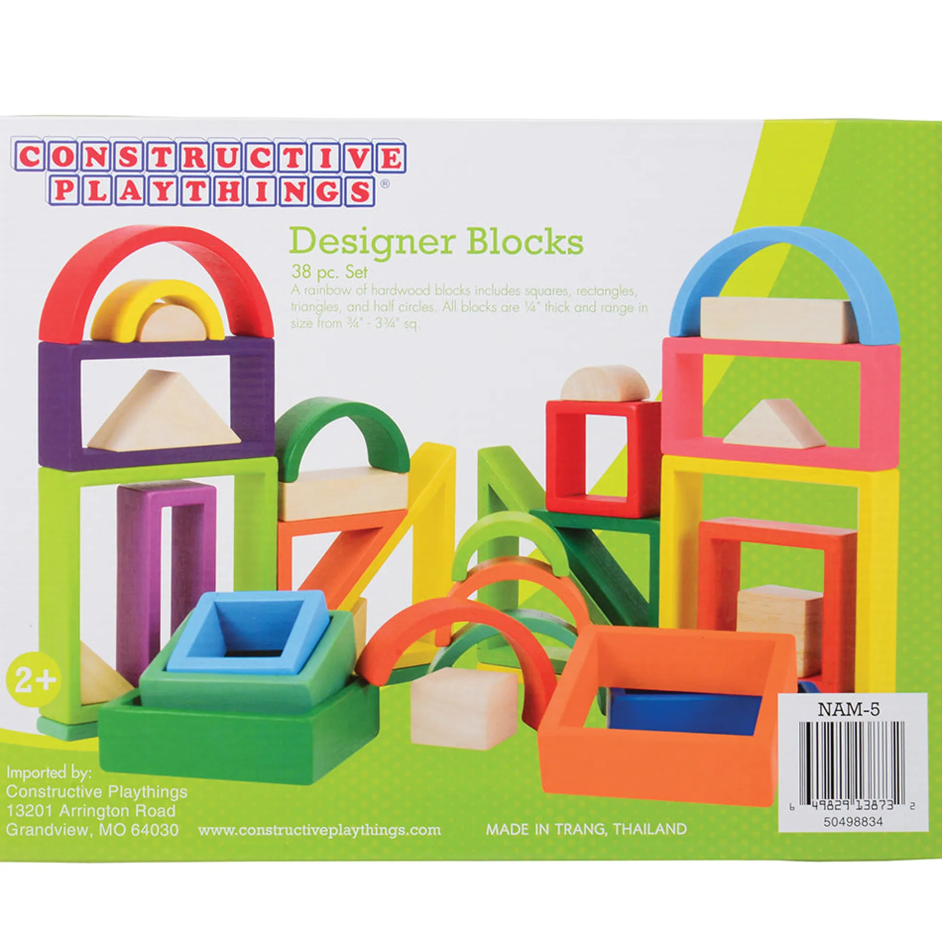 38-Piece Colorful Designer Blocks | Durable Hardwood Shapes for Creative Building