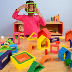 38-Piece Colorful Designer Blocks | Durable Hardwood Shapes for Creative Building