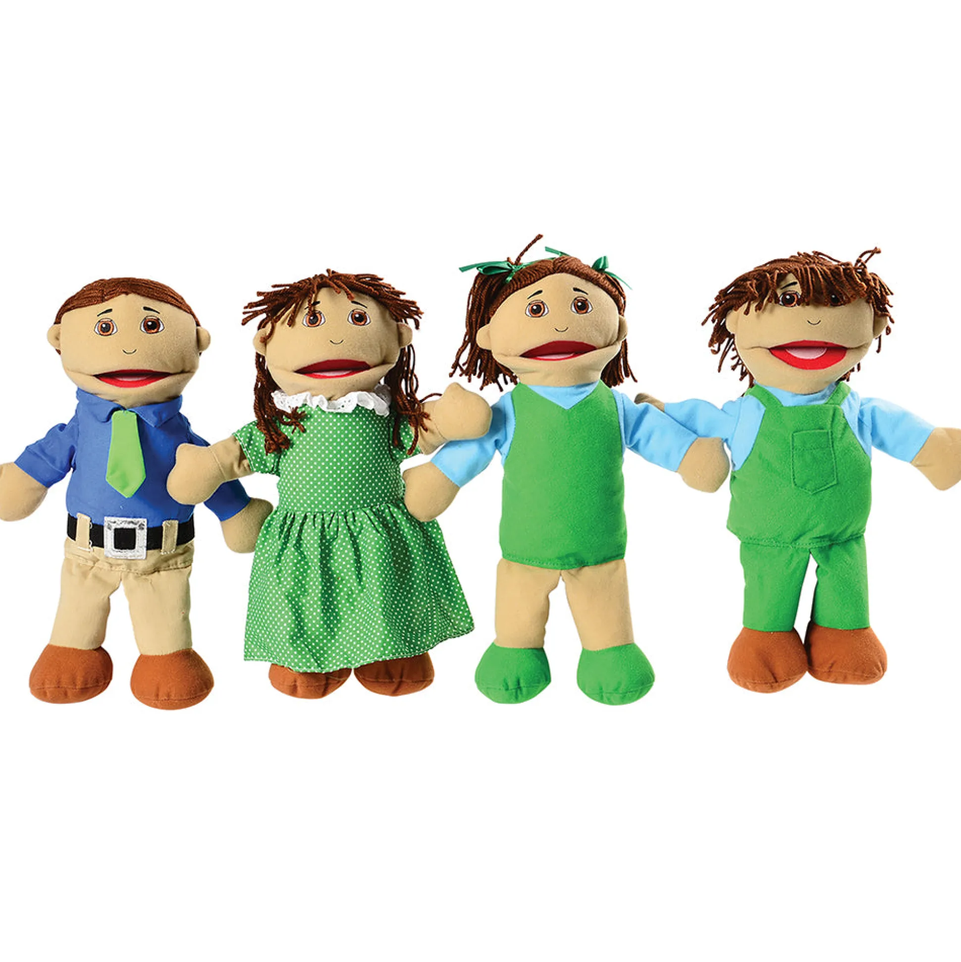 16-Piece Diverse Family Puppet Set | Full-Bodied Open Mouth Puppets