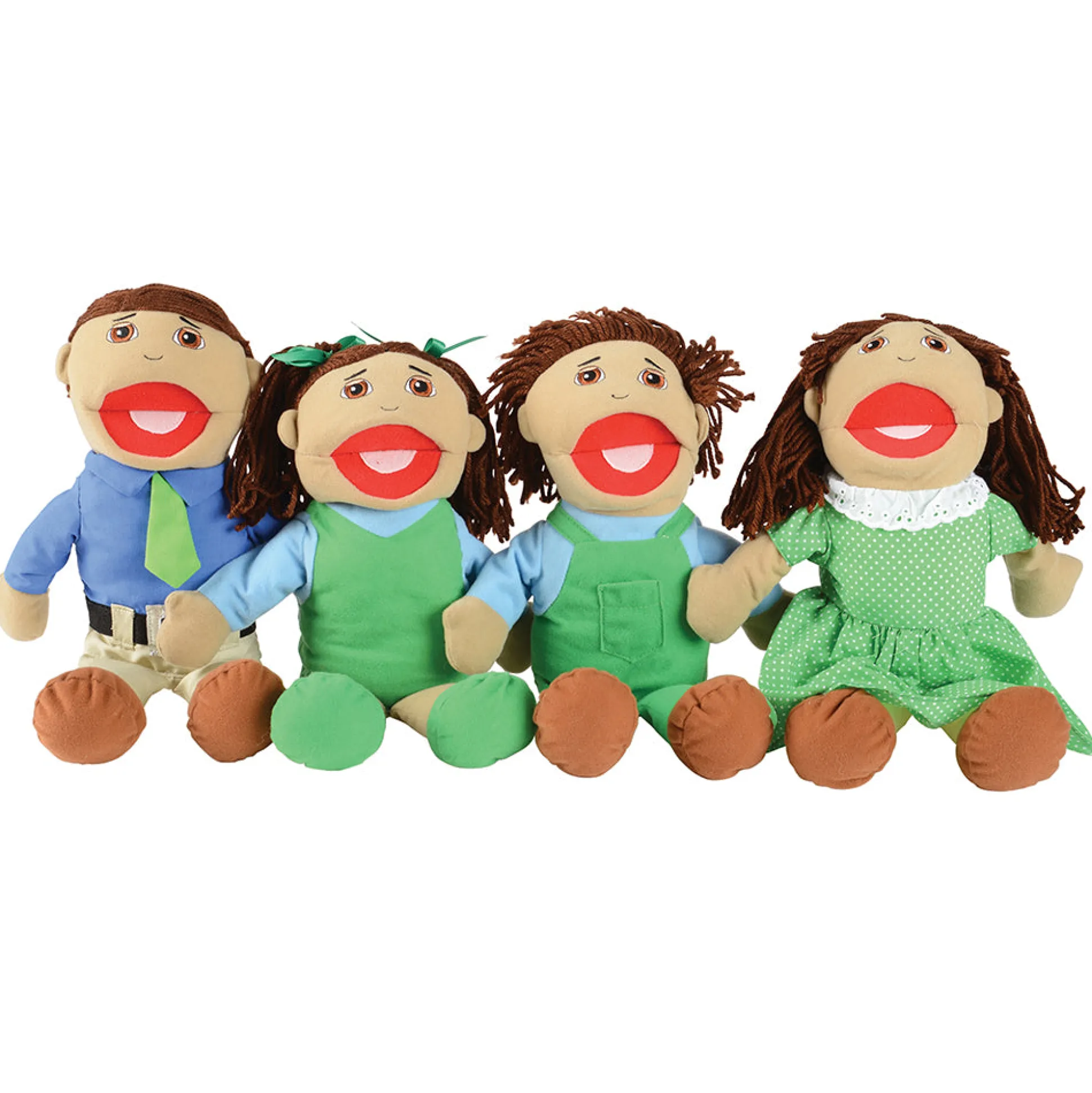 16-Piece Diverse Family Puppet Set | Full-Bodied Open Mouth Puppets