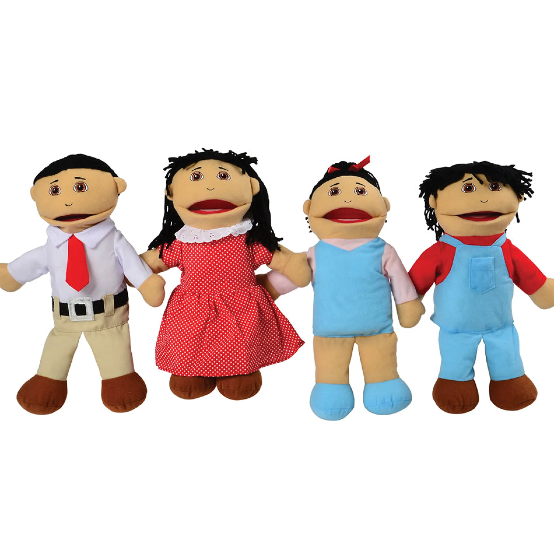 16-Piece Diverse Family Puppet Set | Full-Bodied Open Mouth Puppets