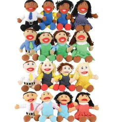 16-Piece Diverse Family Puppet Set | Full-Bodied Open Mouth Puppets