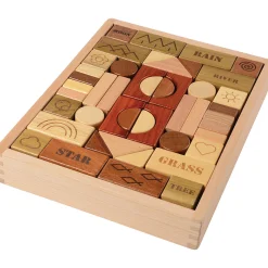 46-Piece Earth, Wind, and Water Nature-Themed Wooden Block Set