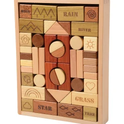 46-Piece Earth, Wind, and Water Nature-Themed Wooden Block Set