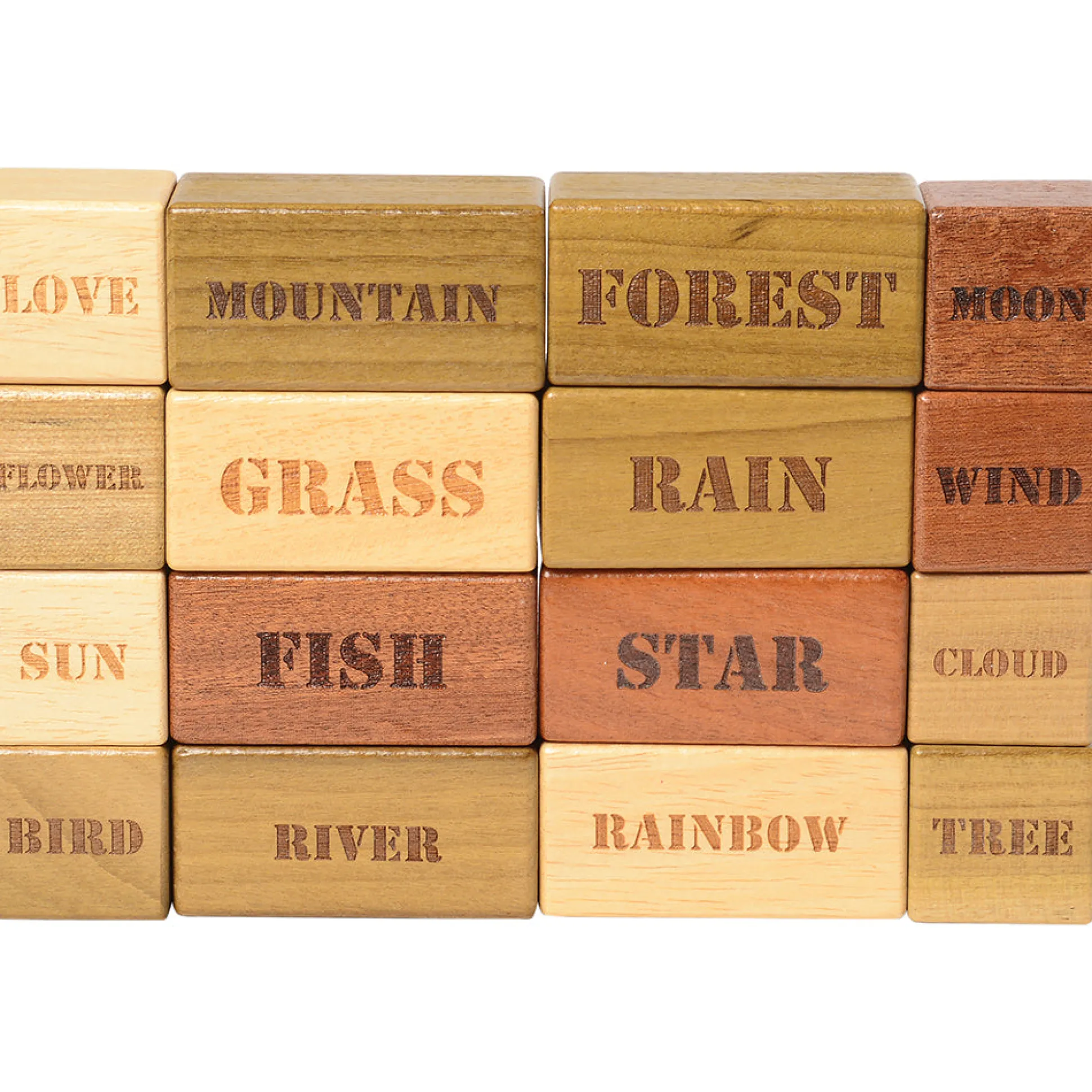 46-Piece Earth, Wind, and Water Nature-Themed Wooden Block Set