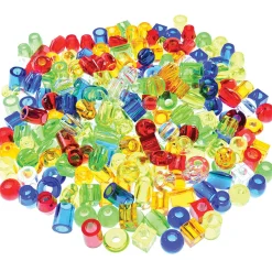 258-Piece Giant Transparent String Beads Set | 250 Light Table Lacing Beads with 8 Tipped Laces