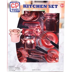 13-Piece Kids' Copper Plastic Cooking Play Set | Realistic Pretend Play Cookware