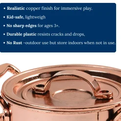13-Piece Kids' Copper Plastic Cooking Play Set | Realistic Pretend Play Cookware