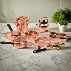 13-Piece Kids' Copper Plastic Cooking Play Set | Realistic Pretend Play Cookware