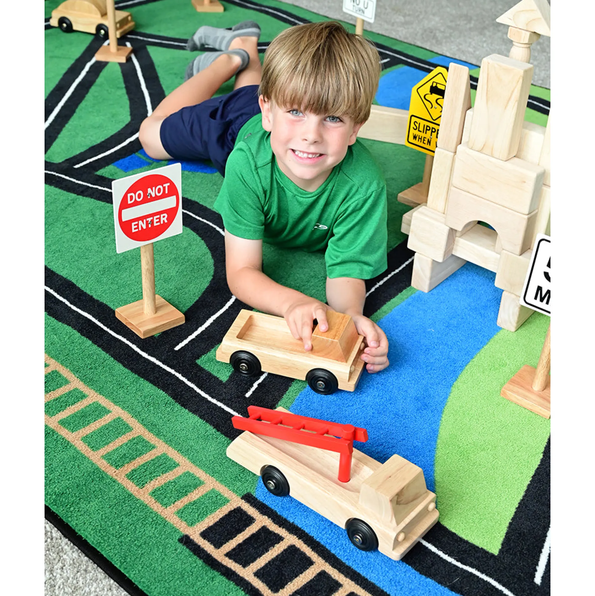 12-Piece Large Wooden International Traffic Sign Set | 11" Signs on 3" Bases for Classroom Safety Learning