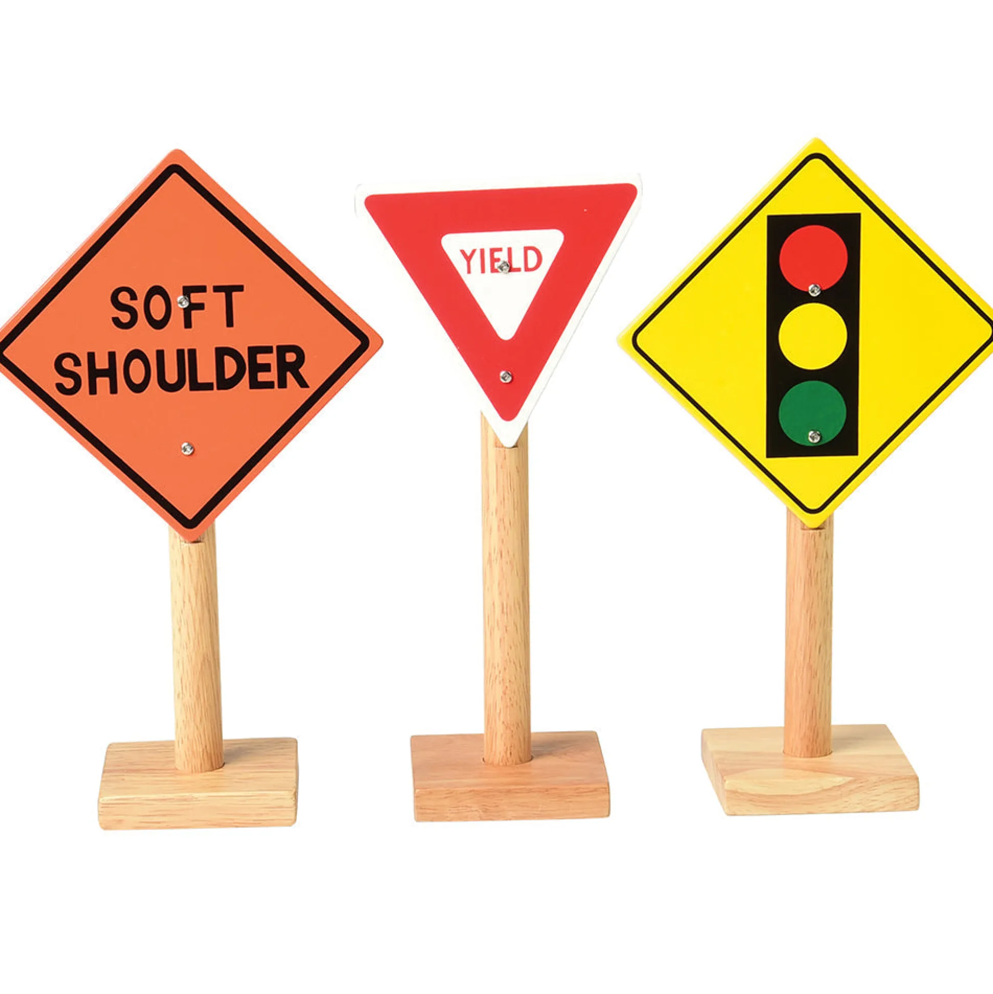 12-Piece Large Wooden International Traffic Sign Set | 11" Signs on 3" Bases for Classroom Safety Learning