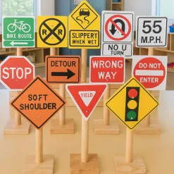 12-Piece Large Wooden International Traffic Sign Set | 11