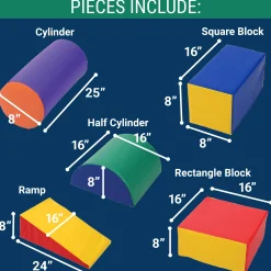 5 Piece Lightweight Vinyl Soft Play Forms | Toddler Cushioned Climbing & Crawling Shapes