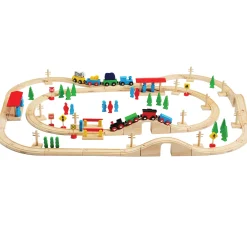 55-Piece Magnetic Wooden Train Set with Tracks, Bridges & Accessories | Classic BlockPlayset
