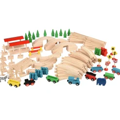 55-Piece Magnetic Wooden Train Set with Tracks, Bridges & Accessories | Classic BlockPlayset