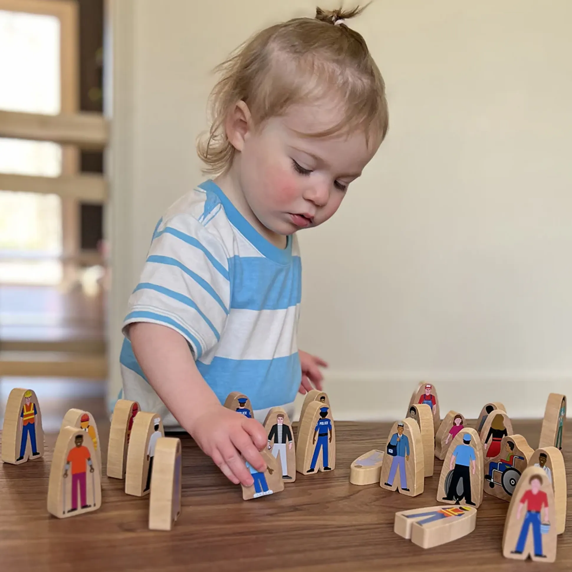 25-Piece Wooden Community Helpers Figures Set | Diverse Block Play People for Preschool Learning