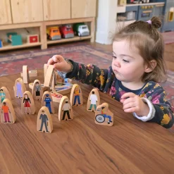 25-Piece Wooden Community Helpers Figures Set | Diverse Block Play People for Preschool Learning