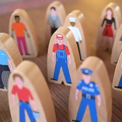 25-Piece Wooden Community Helpers Figures Set | Diverse Block Play People for Preschool Learning