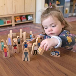 25-Piece Wooden Community Helpers Figures Set | Diverse Block Play People for Preschool Learning