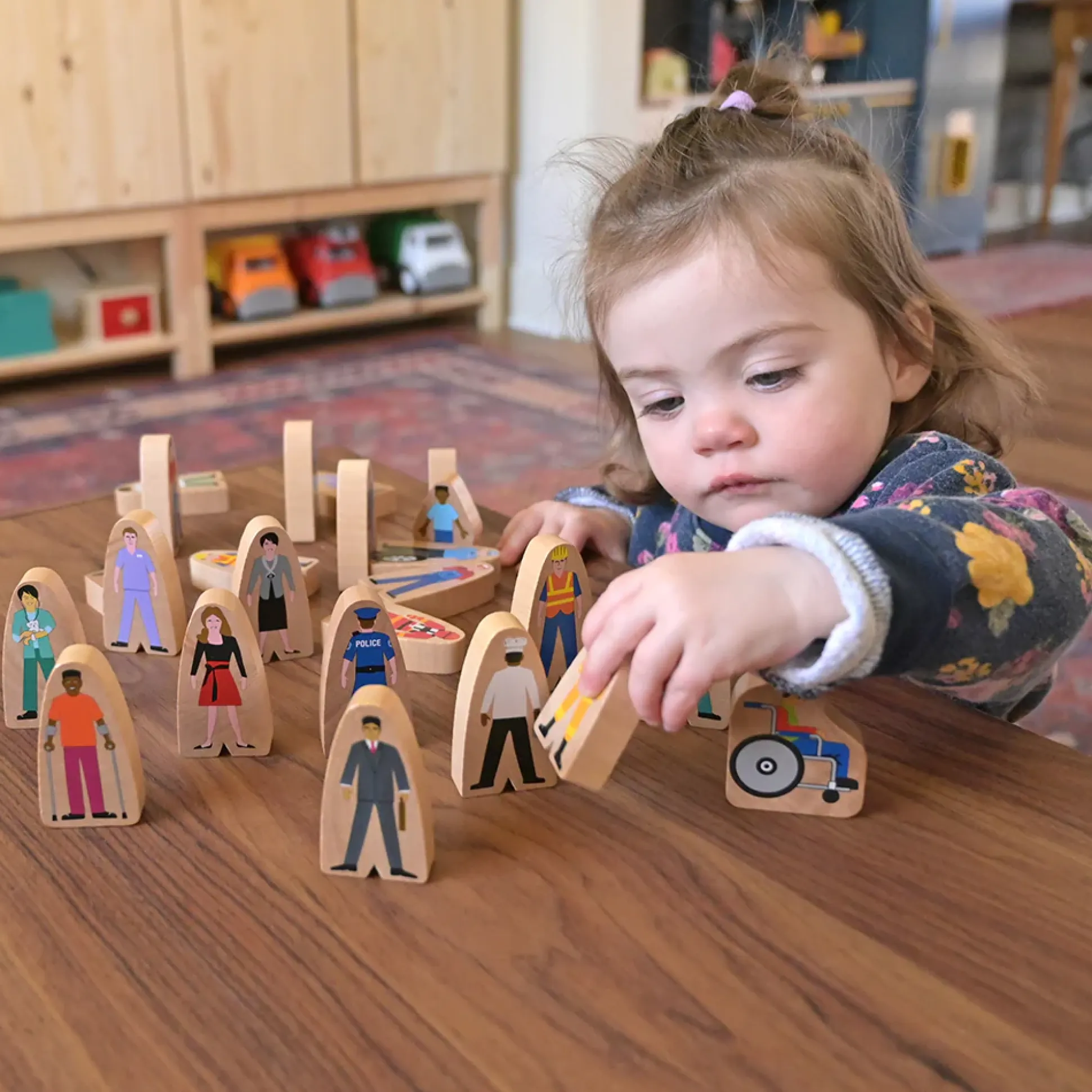 25-Piece Wooden Community Helpers Figures Set | Diverse Block Play People for Preschool Learning