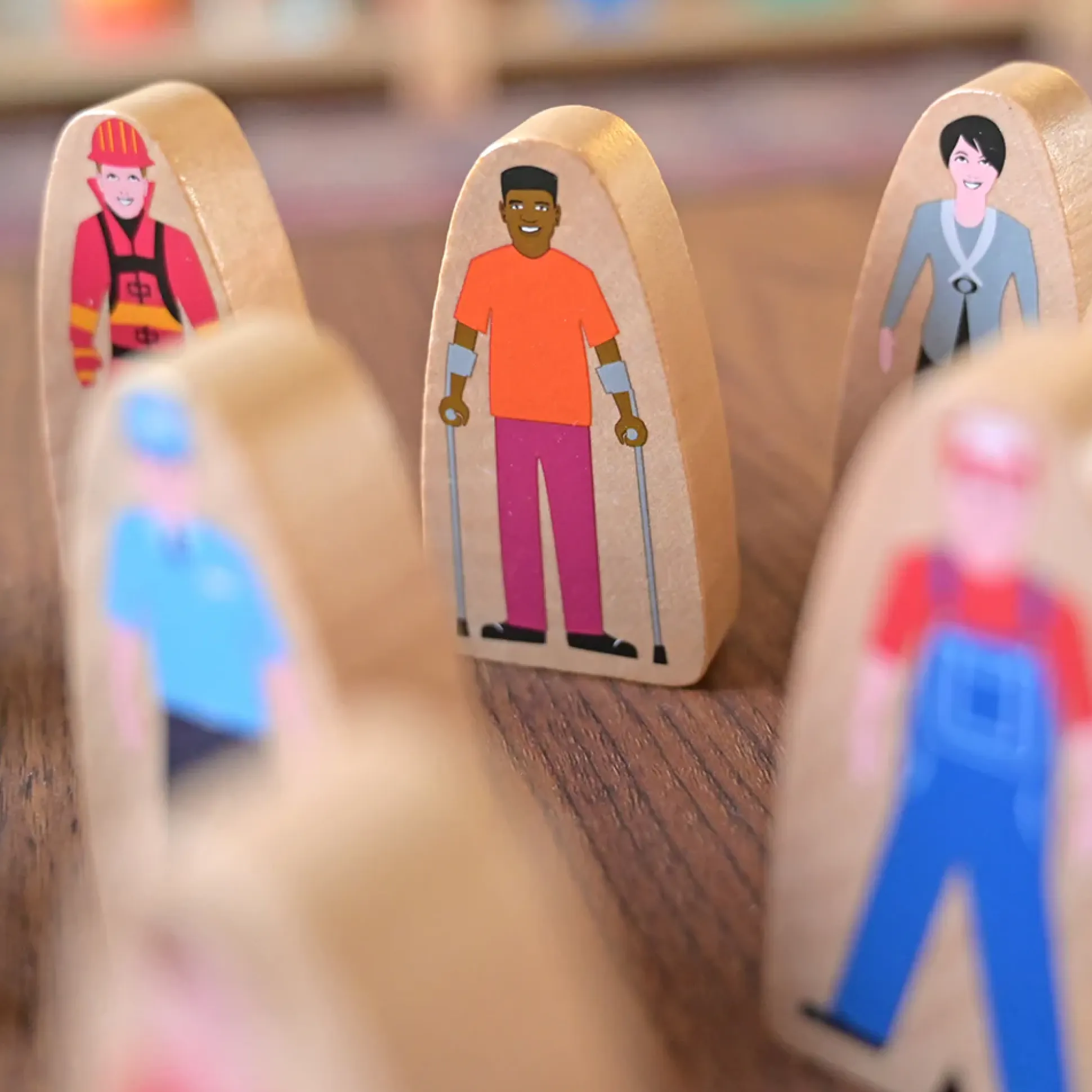 25-Piece Wooden Community Helpers Figures Set | Diverse Block Play People for Preschool Learning