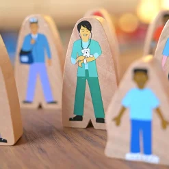 25-Piece Wooden Community Helpers Figures Set | Diverse Block Play People for Preschool Learning