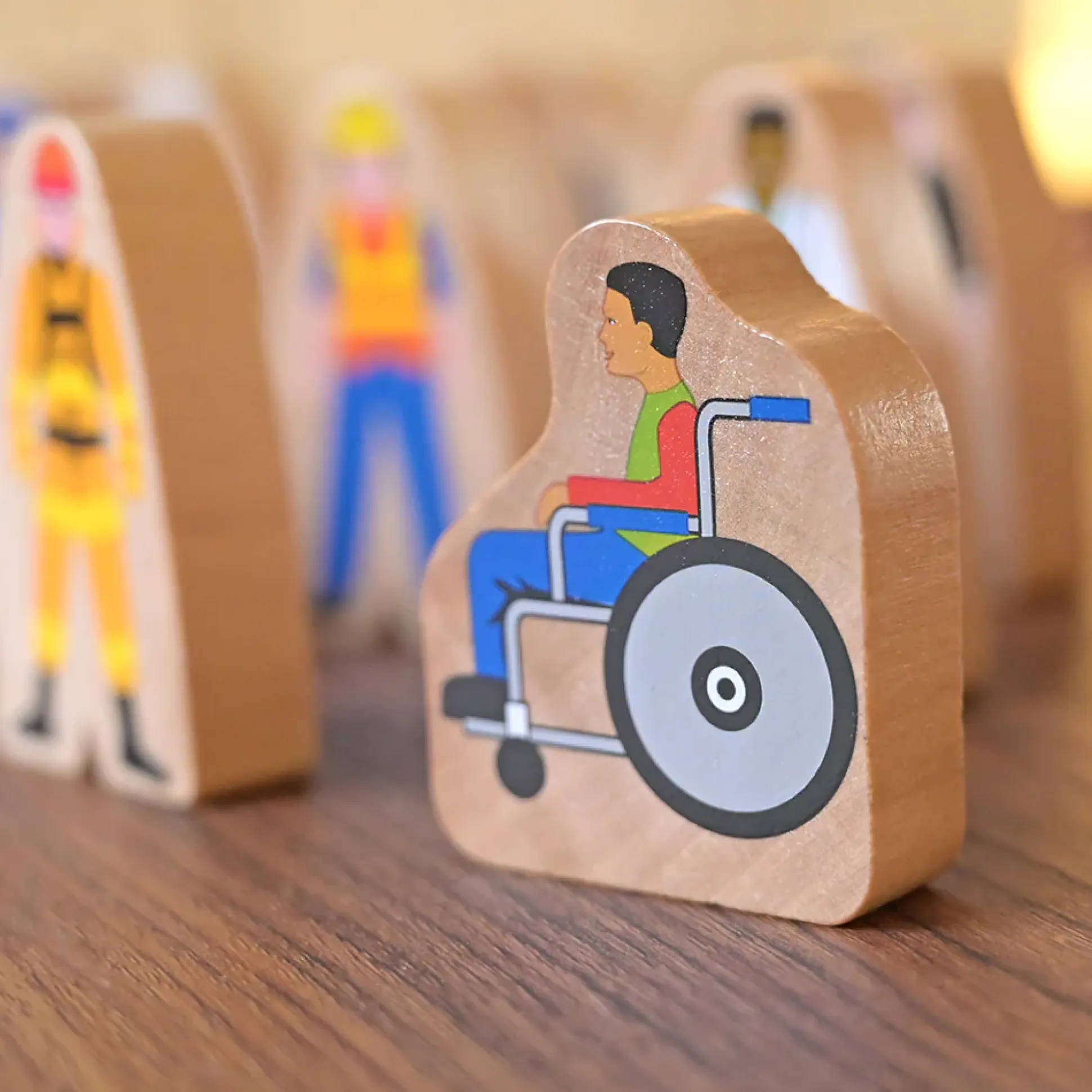 25-Piece Wooden Community Helpers Figures Set | Diverse Block Play People for Preschool Learning