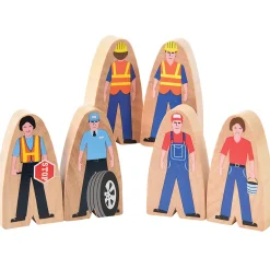 25-Piece Wooden Community Helpers Figures Set | Diverse Block Play People for Preschool Learning
