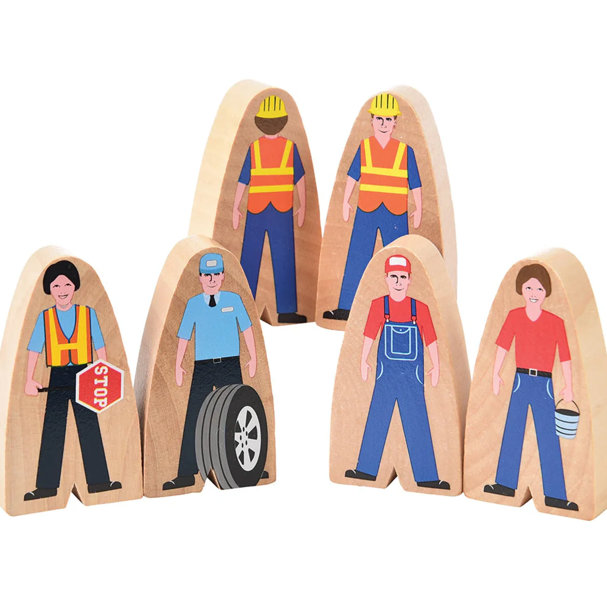 25-Piece Wooden Community Helpers Figures Set | Diverse Block Play People for Preschool Learning