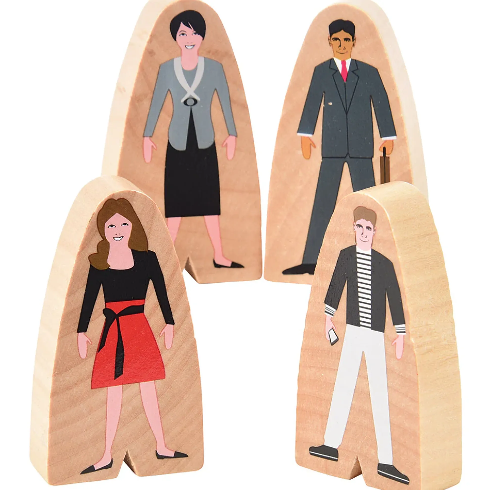 25-Piece Wooden Community Helpers Figures Set | Diverse Block Play People for Preschool Learning